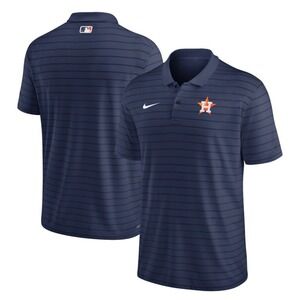 Nike Houston Astros Polo Shirt Mens XXL Navy Blue Striped Dri-FIT MLB Baseball